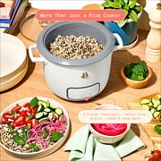 Beautiful 6-Cup Cooked, 3-Cup Uncooked Digital Electric Rice and Grain Cooker with Glass Lid and EverGood Ceramic Nonstick Coating, White Icing by Drew Barrymore