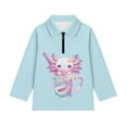 thumbnail image 3 of Psesaysky Girls Axolotl Milk Tea Print Sweatshirts Kids Casual Long Sleeve Trendy Tops Fall Comfy Lightweight Quarter Zip Pullovers Athletic Thermal Coat 6-7 Years, 3 of 6
