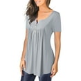 thumbnail image 2 of PALACLOTH T-shirt For Women Short Sleeve Summer Button V-neck Tops Tee, 2 of 4