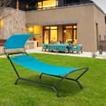 thumbnail image 4 of Gymax Chaise Lounge Bed w/ Detachable Sunshade Canopy Hammock w/ Rustproof Metal Stand Blue, 4 of 10