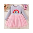 thumbnail image 6 of Odeerbi Kids Girls Long Sleeve Tulle Tutu Dress Rainbow Pattern Dress Children Spring Fall Princess Dress Kids Clothes Gray, 6 of 7