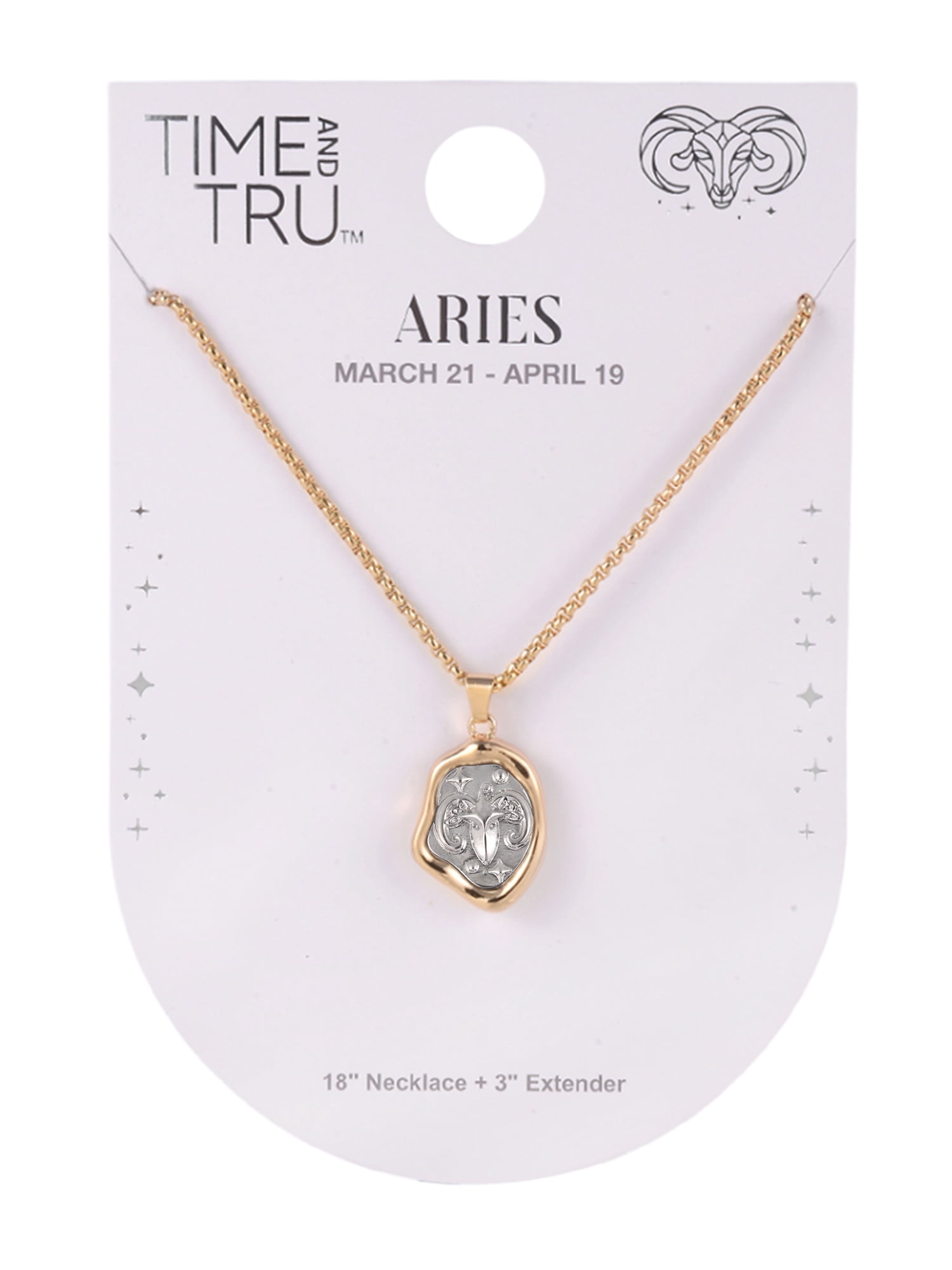 Time and Tru Goldtone Silvertone Reversible Pendant "Aries" Necklace