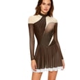 thumbnail image 2 of Zaldita Women's Figure Ice Skating Dress Long Sleeve Shiny Rhinestones Lyrical Dance Dresses Umber XL, 2 of 3