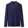 thumbnail image 1 of T-Shirt Men Male Long Sleeve V Neck Embroidered Thermal Base Layer Inner Wear Mens Shirts Navy M, 1 of 4