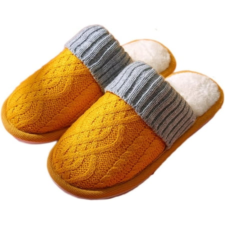 

PIKADINGNIS Women Knitted Plush Fleece Slippers Warm Winter Memory Foam Slipper Indoor Outdoor Home Shoes