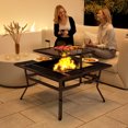 thumbnail image 2 of Outsunny Foyer Extérieur Brasero avec Grille de Cuisson Réglable et Tisonnier, Noir, 2 of 10