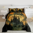 thumbnail image 3 of Manfei Gothic Castle Child Full Size Comforter Sets, Happy Halloween Bedding Comforter Set, Vintage Western Festival Reversible Bedding Sets, Ultra Soft Home Decor, 3-Piece, 3 of 9
