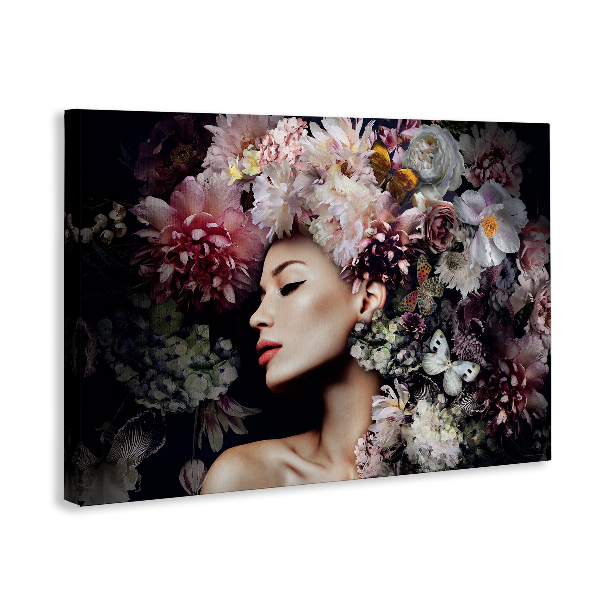 Stupell Industries Nature Florals Female Portrait Plants & Flowers Painting Wrapped Canvas Art Print Wall Art, 45 x 30