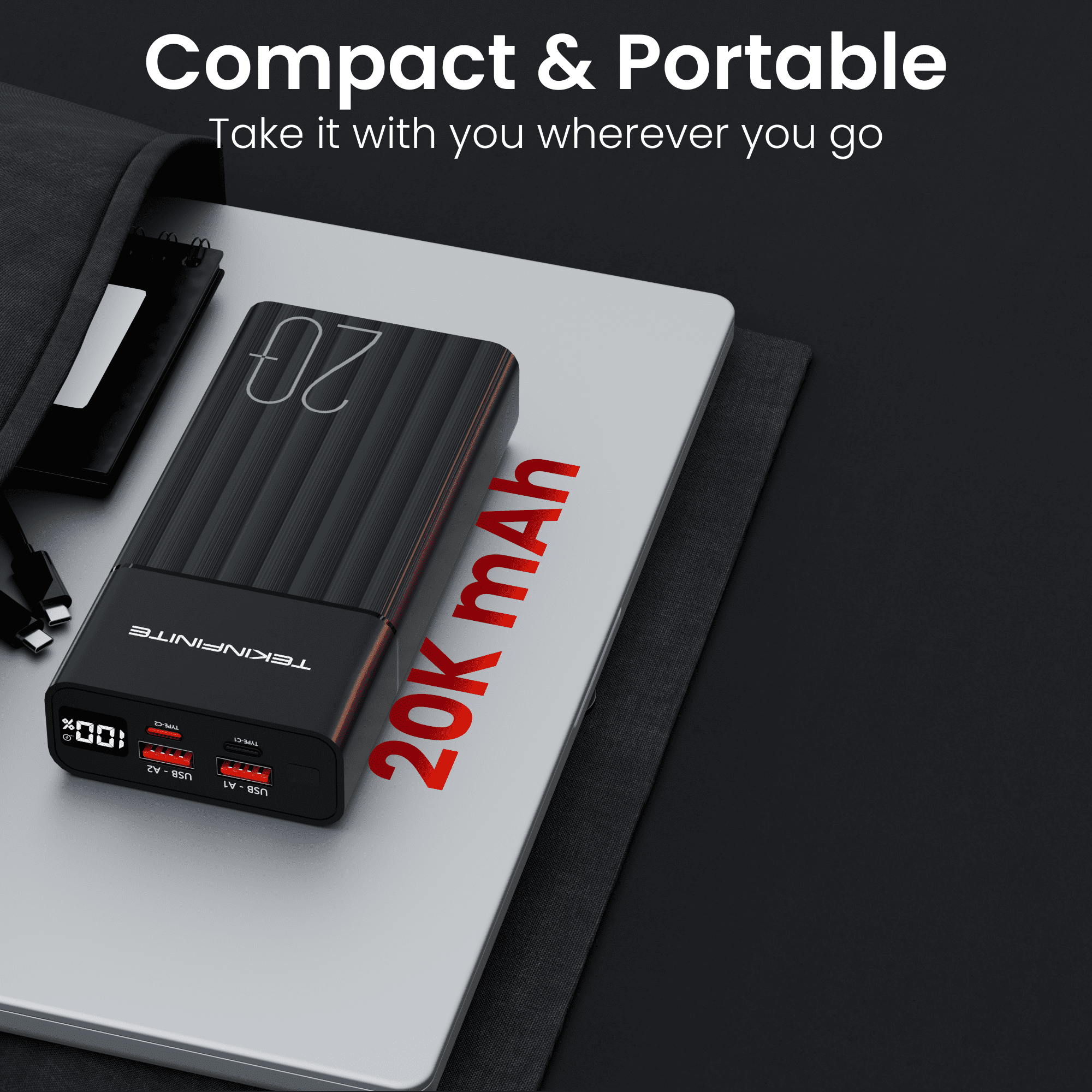PowerPulse20K USB-C Power Bank, 20000mAh 22.5W Fast Charging Portable Charger with Display