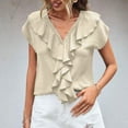 thumbnail image 2 of TAGOLD Summer Casual Tops,Plus Size T-shirt Blouse for Womens, Women's Spring/Summer Fashion V-neck Solid Color T-shirt Short Sleeve,Short Sleeve V-Neck Blouses & Shirts, 2 of 5