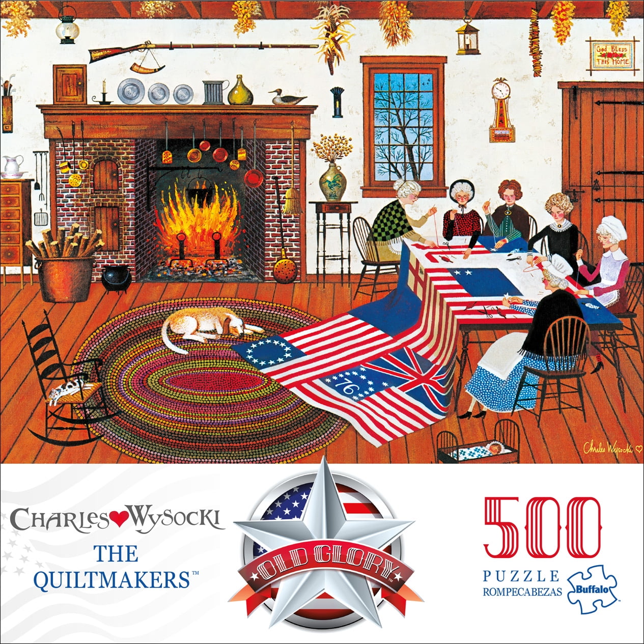 Buffalo Games Charles Wysocki Old Glory THE QUILTMAKERS 500 Piece Jigsaw Puzzle 