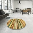 thumbnail image 3 of Ahgly Company Indoor Round Abstract Light Brown Abstract Area Rugs, 3' Round, 3 of 6