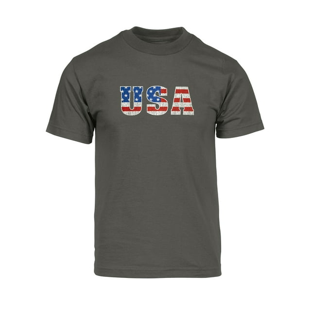 Mens USA Flag Font Short-Sleeve T-Shirt - Dark Grey - Small