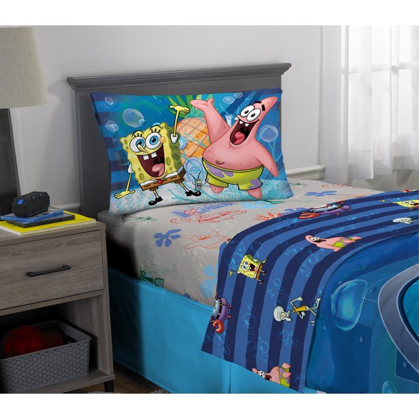 SpongeBob SquarePants 2Piece Comforter and Sham Set, Kids Bedding