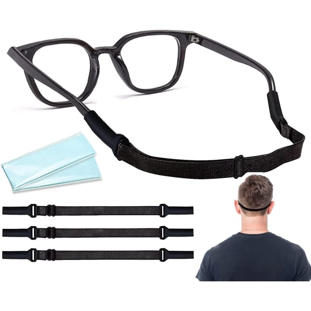 Sangle de Lunettes - 3 Pcs Sangle de Lunettes Réglable et 2 Pcs Ensemble de Combinaison de Tissus pour Lunettes - Convient aux Sangles de Lunettes pour Hommes et Femmes, Lunettes pour Enfants