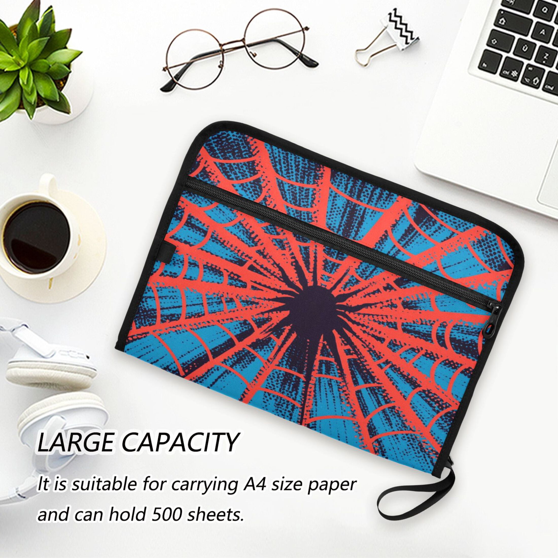 WOBOGO Red Spiderweb Expanding File Folder Letter Size Accordion Filing Organizer 13 Pocket Separate Organ Pocket