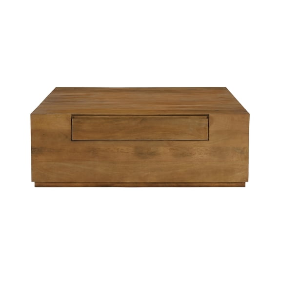 Flagstaff Square Cocktail Table 2-Drawer in Modern Spice Tan Finished Solid Wood