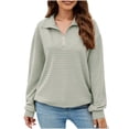 thumbnail image 1 of MeetoTime Women's Sweatshirt Fall Casual Textured Long Sleeve Tops 1/4 Quarter Zip Sweatshirt, 1 of 7