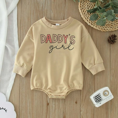 

Baby Girls Bodysuits Long Sleeve Letter Prints Pullover Romper Sweatshirt Jumpsuits