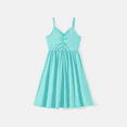 thumbnail image 3 of PatPat Family Matching 95% Cotton Solid V Neck Ruched Cami Dresses and Colorblock Short-sleeve Tee Sets Sky Blue Girl 2-9T, 3 of 5