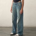 thumbnail image 4 of Women's Solid Color Button Zipper Pockets Length Pants Jeans, 4 of 8