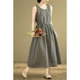 thumbnail image 2 of Taylonsss Retro Linen Checkered Vest Dress Round Neck Sleeveless Casual Vintage Summer Outfit, 2 of 8
