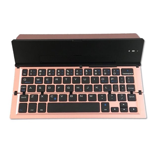 Teclado plegable para tableta jixopn, de aleación de aluminio, pequeño, ligero, resistente al polvo, compatible con Bluetooth para tableta universal.