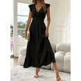 thumbnail image 3 of Women'S Summer Maxi Dress Elegant V Neck Ruffle Flowing Sleeves Waist Pleated Flowing Wedding Guest Dress, 3 of 5