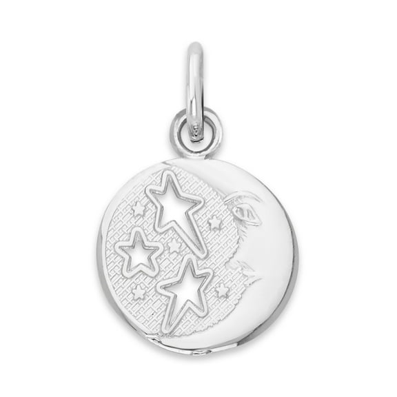 925 Sterling Silver Moon and Stars Charm with Jump Ring - Celestial Jewelry Gifts for Her