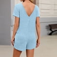 thumbnail image 6 of OGLCCG Pajama Rompers for Women Summer Casual Short Sleeve Crew Neck Jumpsuits Loose Fit One Piece Sleepwear Loungwear with Pockets, 6 of 7