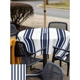 thumbnail image 5 of Outdoor Tablecloth with Umbrella Hole for Patio/Picnic/Party/Camping, Navy Blue Striped Waterproof Table Cloth Square Cover Washable, Farmhouse Aesthetic Modern Stripes (60"x 60"), 5 of 9