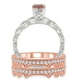 thumbnail image 3 of 2 Carat Morganite & Diamond Antique Trio Bridal Set Engagement Ring on 10k White Gold, 3 of 3