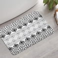 thumbnail image 2 of Boho Black and White Geometric Ethnic Pattern Bathroom Rugs Mat,Non Slip Microfiber Bathroom Rug,Rubber Backing,Soft Bathroom Mats for Bathroom Floor,Tub and Shower,17x27in(43x68cm), 2 of 5