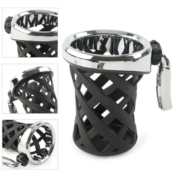 ZS Motorcycle Handlebar Cup Holder Drink W/ Mesh Basket Mount Universal Longer