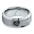 thumbnail image 2 of Tungsten Love You Heart Band Ring 8mm Men Women Comfort Fit Gray Bevel Edge Brushed Polished, 2 of 4