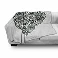 thumbnail image 3 of Hearts Soft Flannel Fleece Throw Blanket, Silhouette of Heart as a Floral Leaves with Monochrome Petals, Cozy Plush for Indoor and Outdoor Use, 70" x 90", Black and White, by Ambesonne, 3 of 6