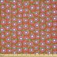 thumbnail image 2 of Ambesonne Spring Fabric by the Yard Microfiber, Cheerful Flowers, 1 Yard, Burnt Sienna Coral, 2 of 2