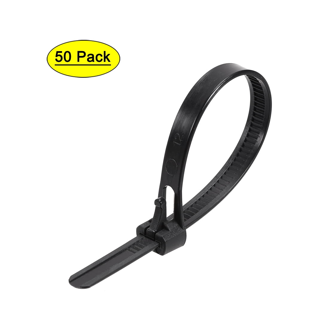 200mm Reusable Cable Ties Releasable Self Locking Ties Black 4.8mm 7.6mm 