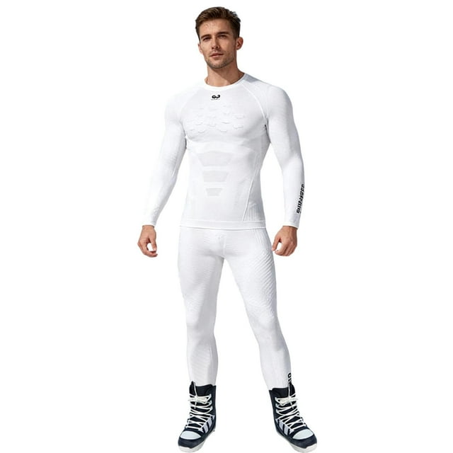 RXMEKW Ensemble Thermique pour Hommes, Ensemble de Couche de Base Fonctionnelle pour Hommes, Séchage Rapide, Cyclisme, Course, Randonnée, Sports d'Hiver en Extérieur