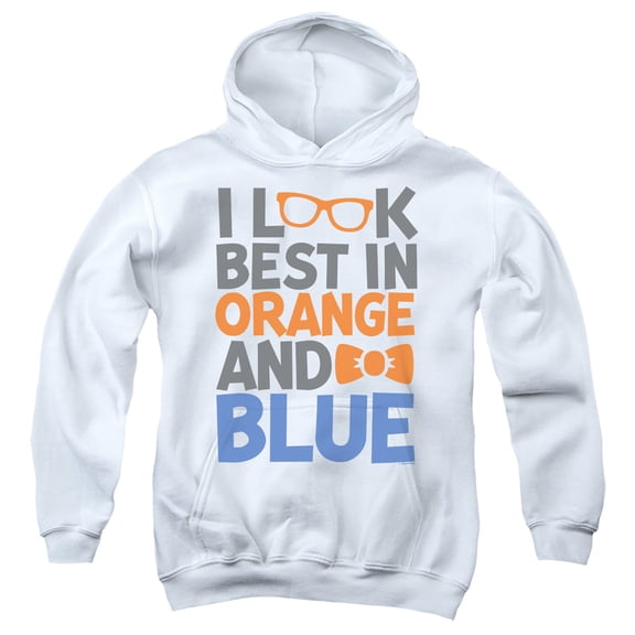 Blippi I Look Best In Orange Youth Kids Boy/Girls Pull-Over Hoodie, White, Medium