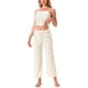 thumbnail image 2 of Conjunto de pijama de mujer de tres piezas: top de tirantes, pantalones largos y cárdigan de manga larga en blanco y rosa con lazo, 2 of 5