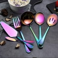 thumbnail image 5 of Ksopiavobs Rainbow Serving Spoons Set 6 Pieces, Serving Utensils Set Include Cake Server Slotted Spoon Serving Spoon Serving Fork Ladle Butter Knife Spreader Serving Set Dishwasher Safe, 5 of 7