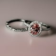thumbnail image 3 of Sterling Silver Oval Cut Pink Sapphire Ring For Women, 3 of 5