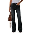 thumbnail image 5 of Audhol Flare Jeans, Women's Flare Bell Bottom Jeans High Waisted Wide Leg Jeans Stretchy Denim Pants Bootcut Jeans for Women Black XL, 5 of 9