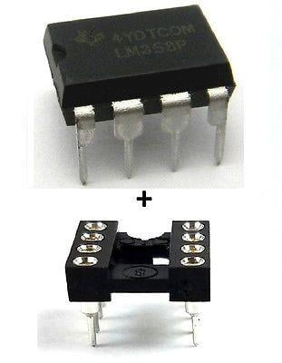 Texas Instruments LM358P LM358N + Sockets Dual Operational Amplifier (Pack of 5)