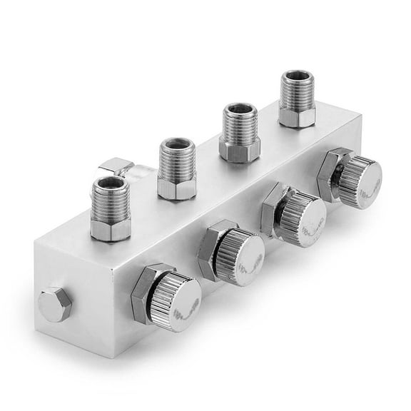 PointZero Airbrush Manifold 4-Way Air Hose Splitter 1/8 in BSP Taps