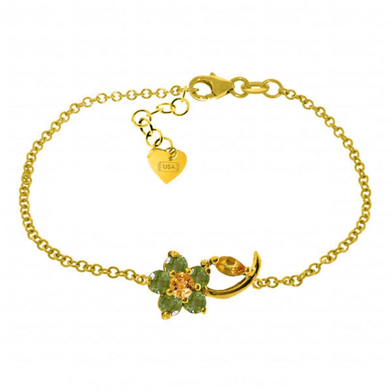 Galaxy Gold 14K Solid Gold Natural Peridot Bracelet for Women - Yellow Gold Fine Jewelry