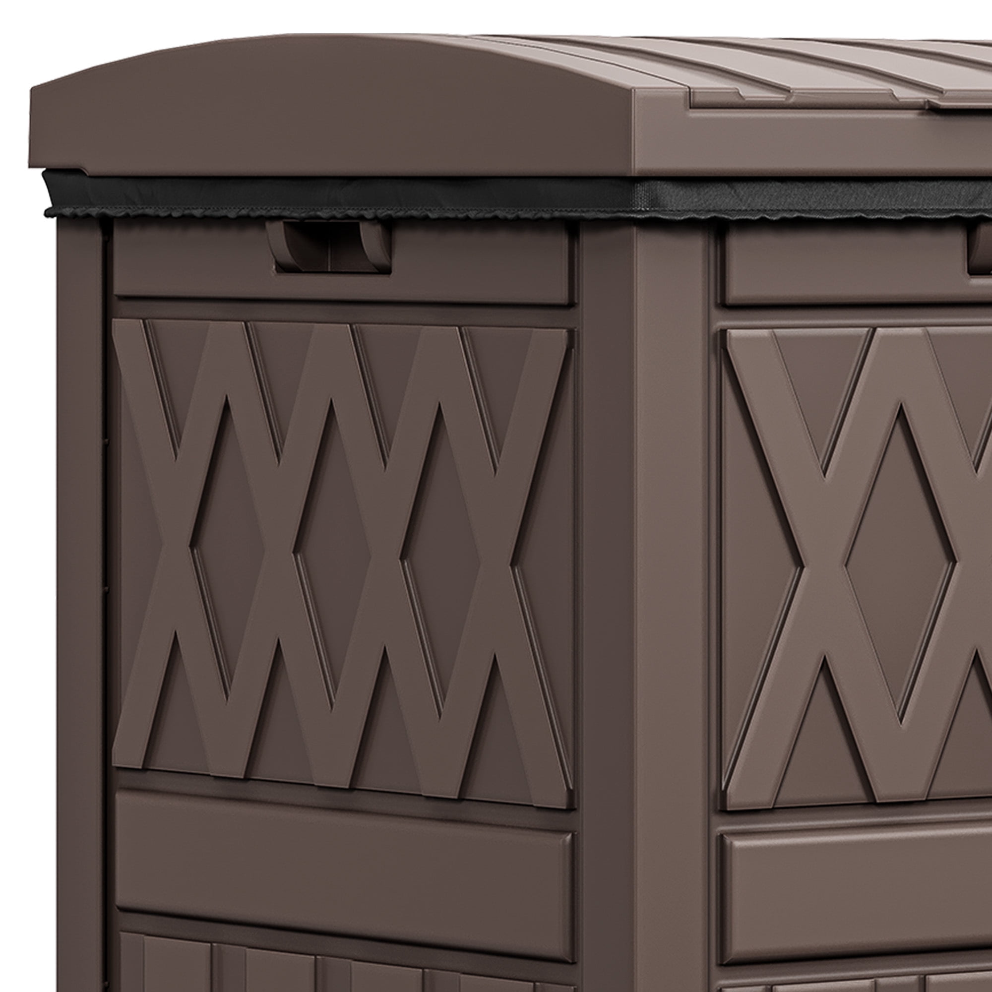 Uforic 32 Gallon Outdoor Trash Can, Waterproof Resin Garbage Bin with Lid & Drip Tray for Porch Backyard Patio, Dark Brown