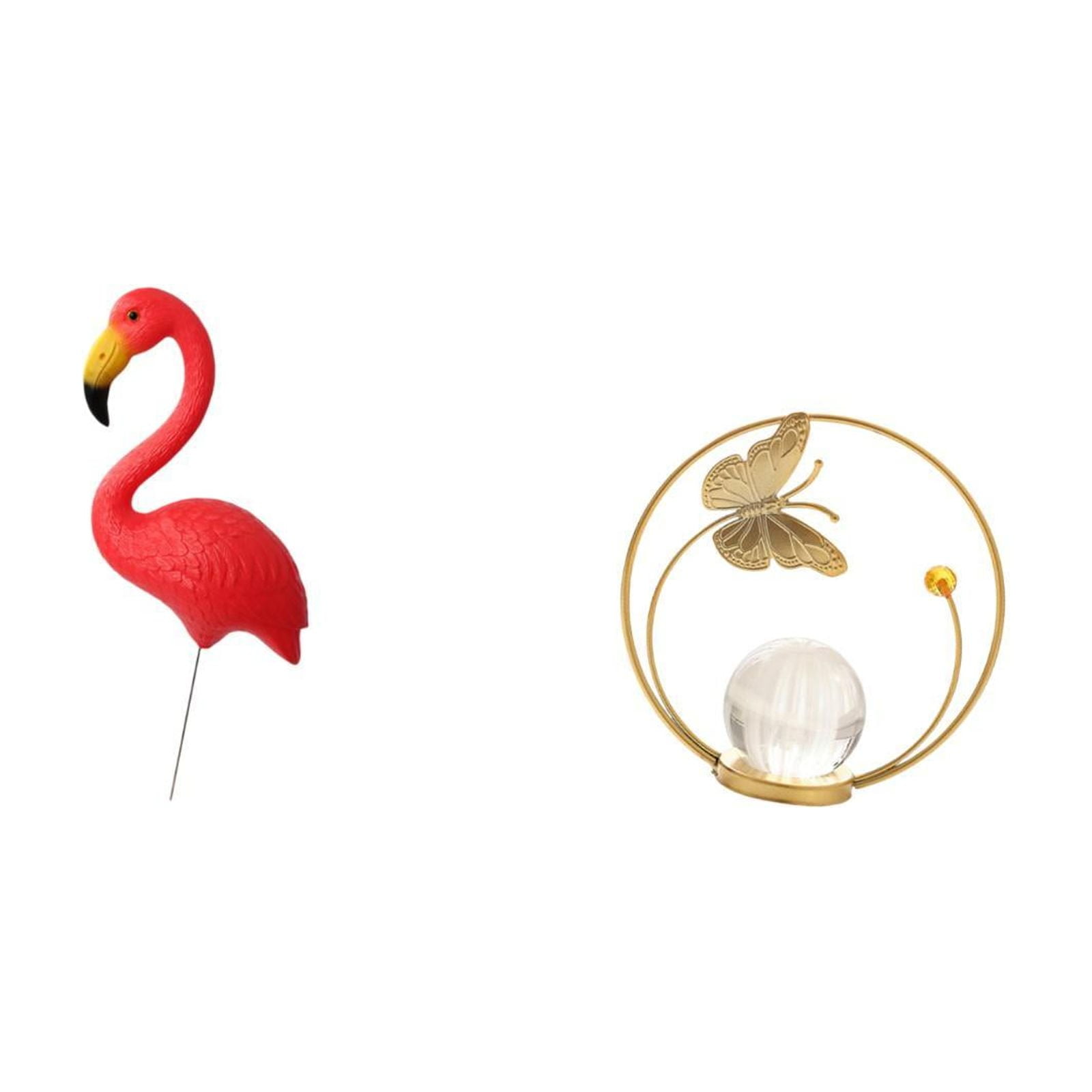 Miulika Flamingo Crystal Garden Sculpture Metal Figurine Ornament Statue Stand for Holiday Spring Yard Art Indoor Outdoor Decor Bedroom Living Room Office