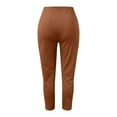 thumbnail image 4 of Dpytoraw Women High Waist Cropped Work Pants Solid Zipper Trouser Pant Casual Baggy Elastic Waist Trouser Wide Leg Pant With Pocket Fashion Pant Petite Length Casual Pants Women Brown L, 4 of 4